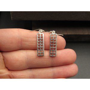 Sterling Silver Cool Square Cutout Pattern Earrings